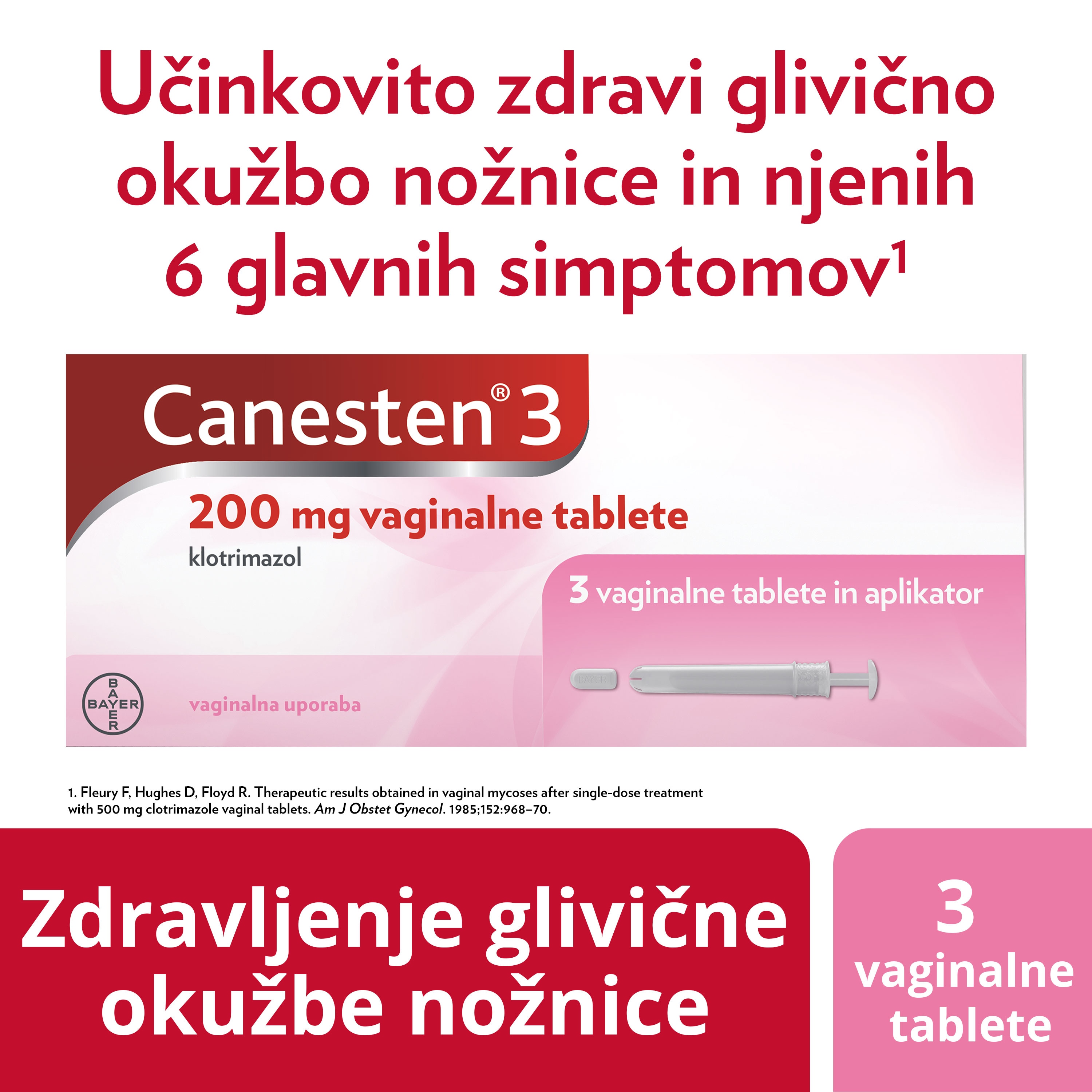 Zdravljenje glivične okužbe nožnice 3 vaginalne tablete
